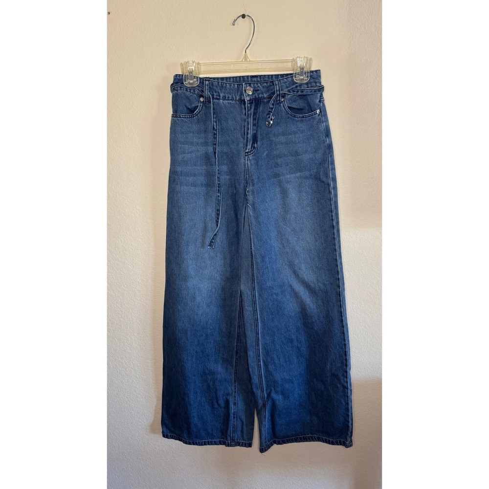Steve Madden Womens Wide Leg Jeans Medium Wash High Waisted Denim Size 25